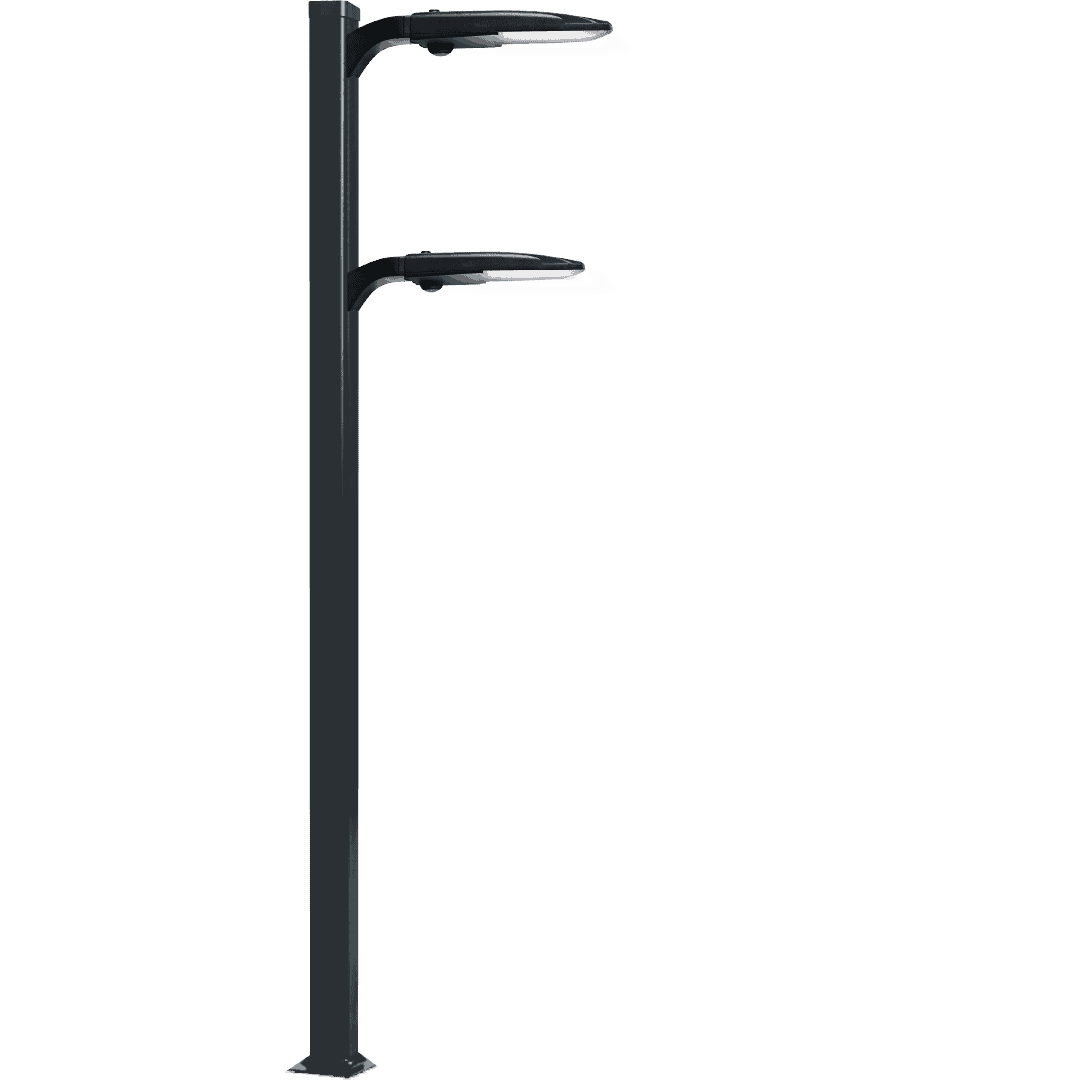 Architectural LED parking and area luminaires mounted on pole