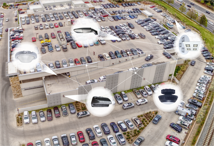 Parking Lot Aerial with Fixture Callout Bubbles